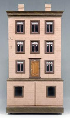 Appraisal: th century three-story dollhouse brownstone style front exterior with door