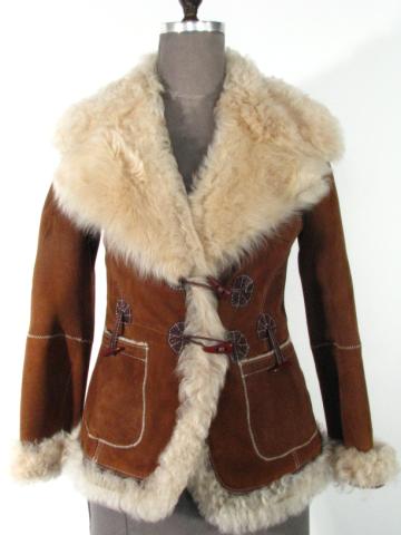 Appraisal: Chestnut Shearling Jacket w Beige Curly Lamb Size Small Length