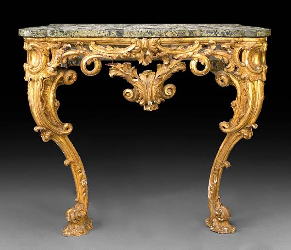 Appraisal: A George II giltwood console table mid th century The