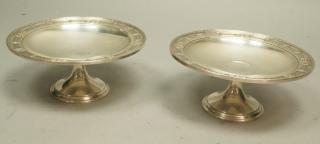 Appraisal: Pr Sterling Pierced Rim Low Compotes Pedestal ba Pr Sterling