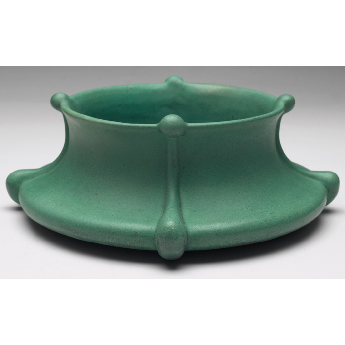 Appraisal: Unusual Teco bowl good green matte glaze impressed marks ''w