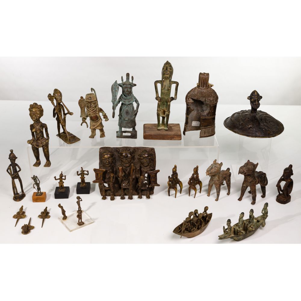 Appraisal: WEST AFRICAN BRONZE FIGURINE ASSORTMENT items from the Benin and