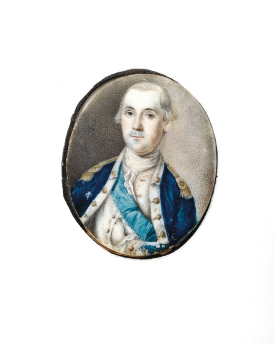 Appraisal: GEORGE WASHINGTON MINIATURE PORTRAIT ON IVORY AFTER CHARLES WILLSON PEALE