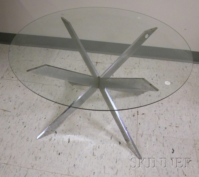 Appraisal: Chrome and Glass Table Wear Glass Edge Nick