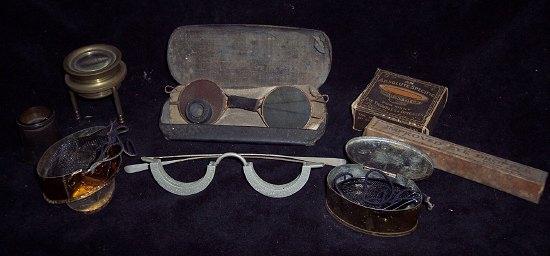 Appraisal: A quantity of optician's sundries including test frames eye drops