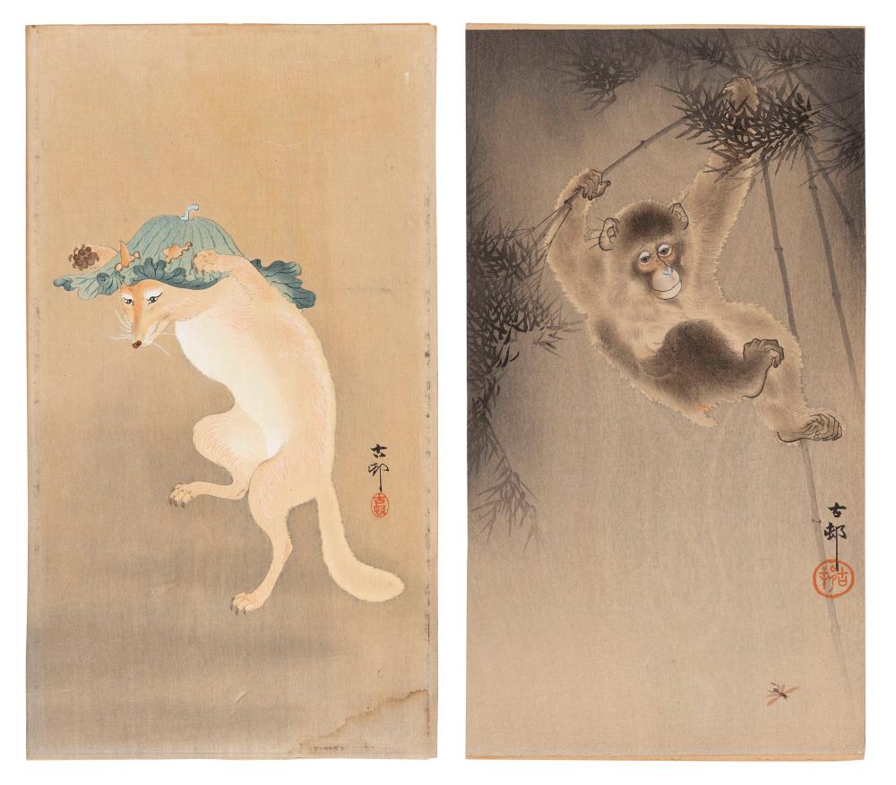 Appraisal: OHARA KOSON JAPAN - TWO ANIMAL PORTRAITS DANCING FOX AND