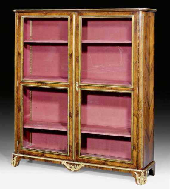 Appraisal: LIBRARY VITRINE Regence style Paris late th century Tulipwood and