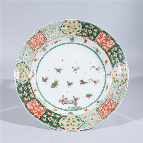 Appraisal: Large famille verte enameled porcelain charger with bats and precious