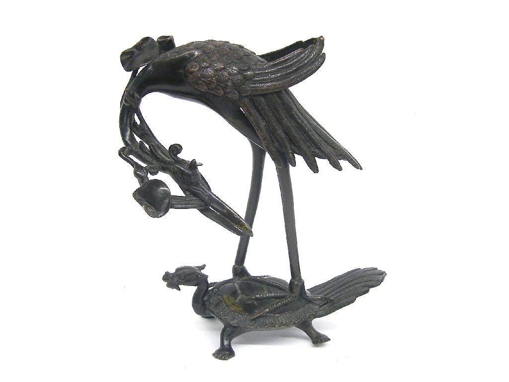 Appraisal: Late th century Japanese bronze modelled as a stork holding