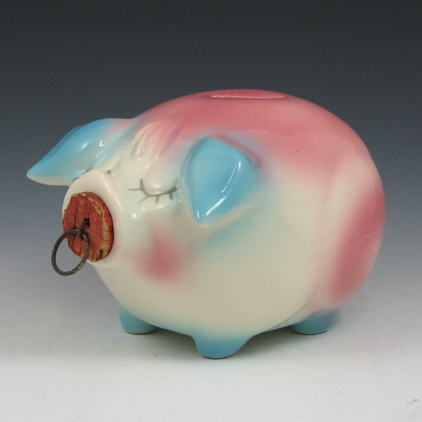 Appraisal: Hull Corky Pig Bank in Pink Blue - Mint Corky