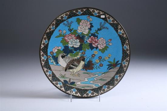 Appraisal: JAPANESE CLOISONNE ENAMEL CHARGER Meiji period Bird and floral decoration