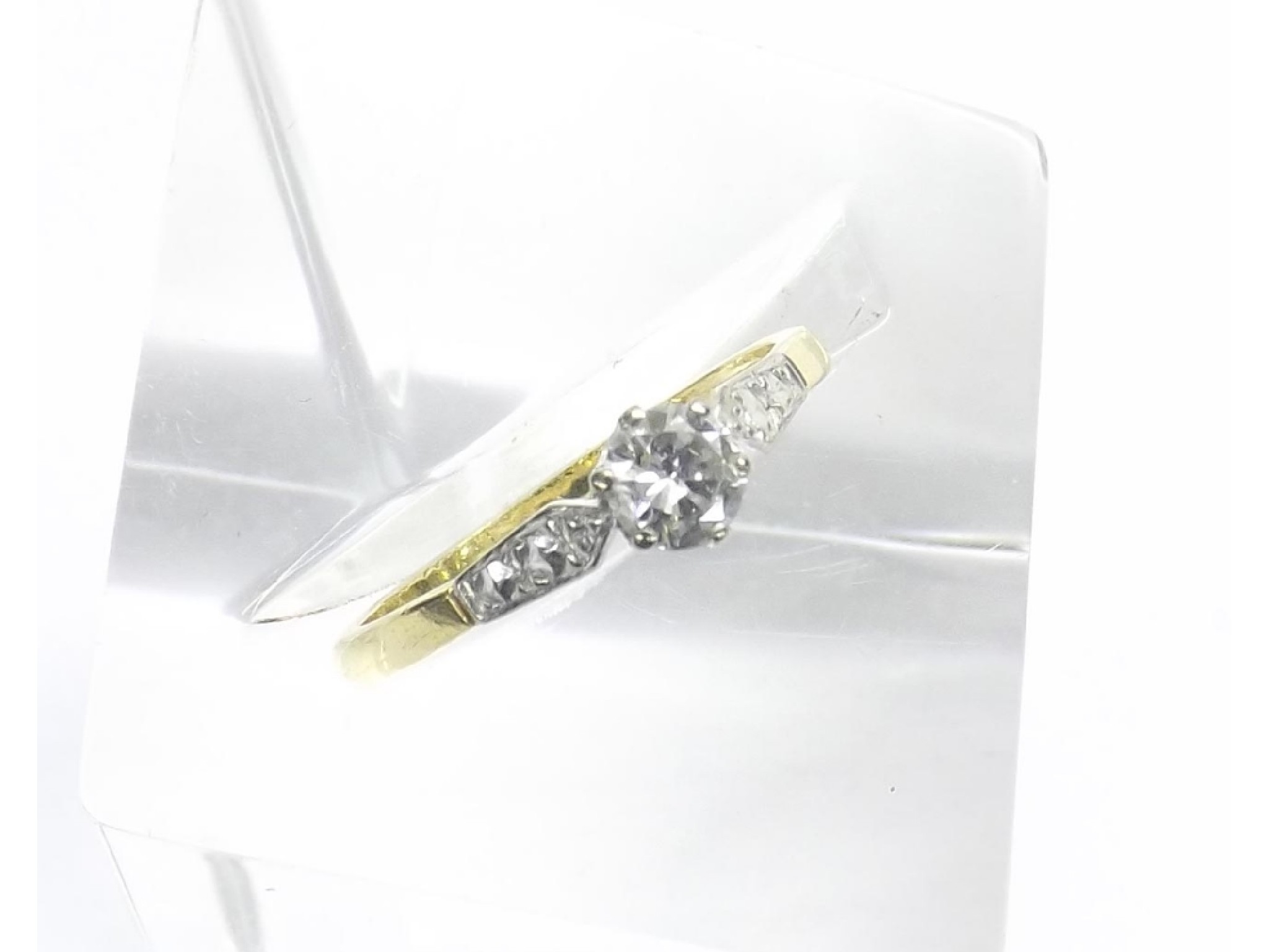 Appraisal: ct yellow gold and platinum solitaire diamond ring round-brilliant cut