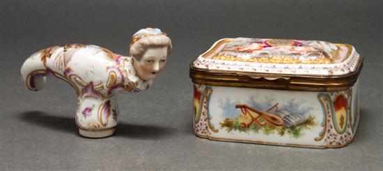 Appraisal: French Bourdois Bloch gilt-metal-mounted porcelain dresser box and a German