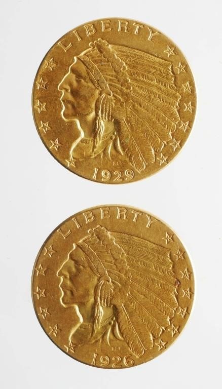 Appraisal: and Indian Head Gold coins shipping info This item can