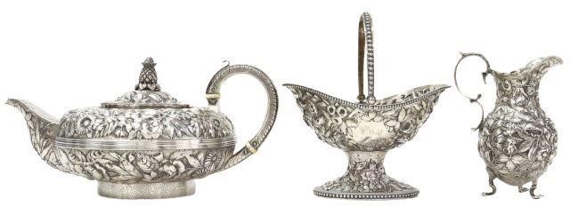 Appraisal: lot of American coin silver tea service th c all