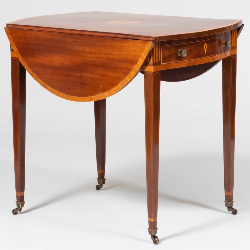 Appraisal: George III Inlaid Mahogany Pembroke Table On casters x x