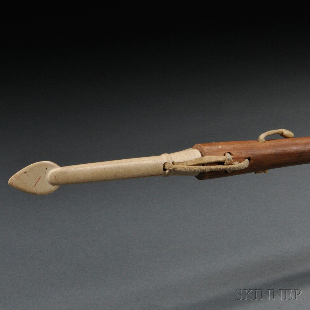 Appraisal: Eskimo Wood and Ivory Harpoon with detachable head end cap