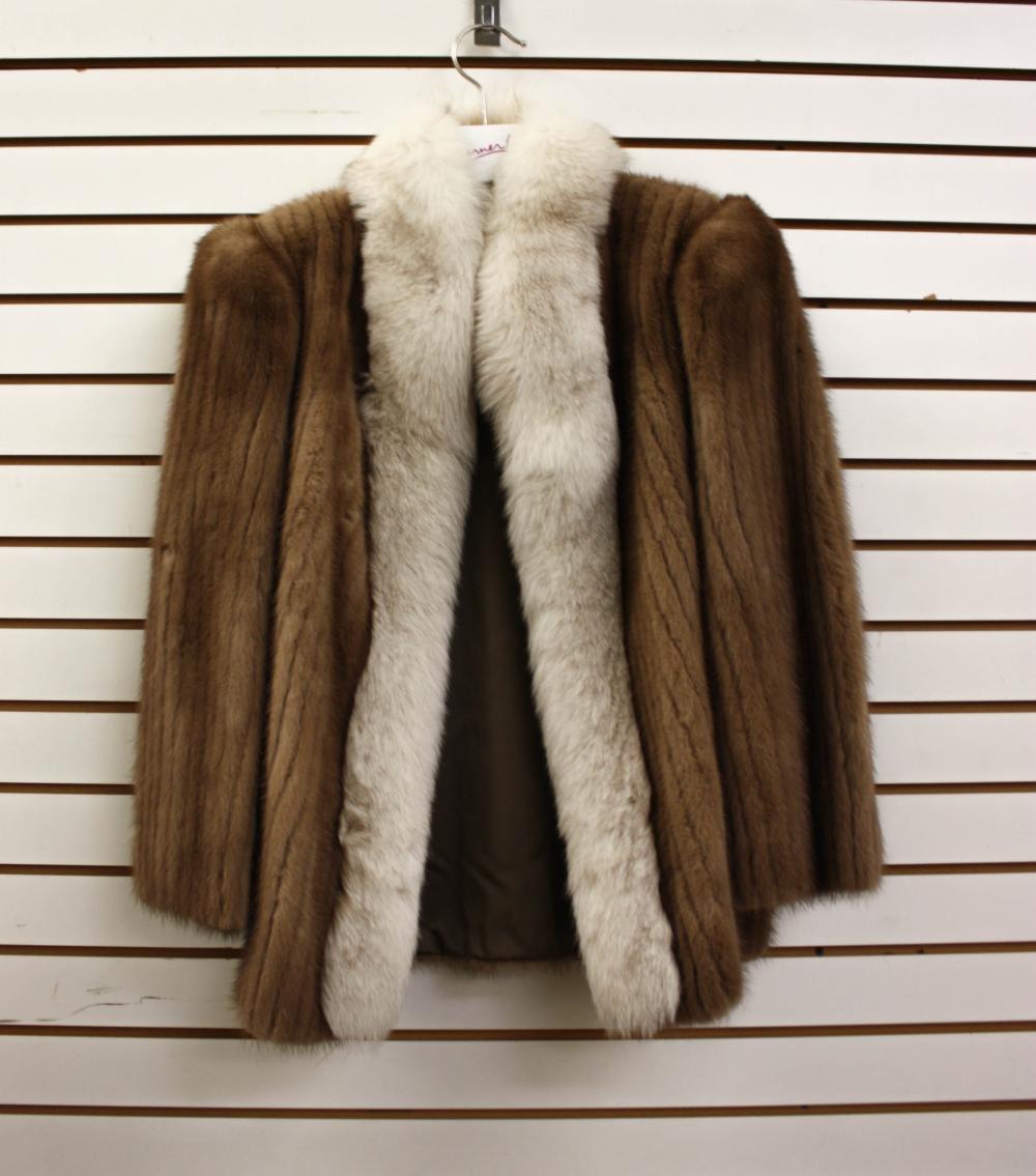 Appraisal: LADY'S MINK COAT WITH FOX TRIM with two hook and