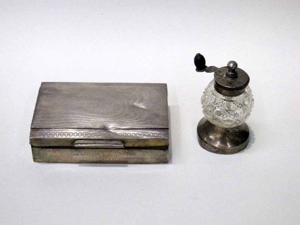 Appraisal: Lot comprising silver cigarette case and a silver and cut