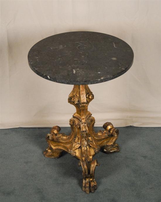 Appraisal: A Louis XV-style Pedestal Table round gray marble top supported