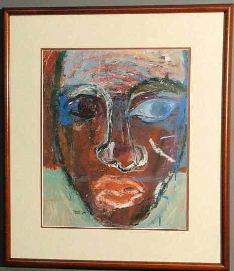 Appraisal: Framed and matted abstract gouache of a black man signed