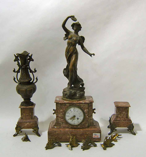 Appraisal: P Bonnet R Pottier mantle clock with figure of Danse