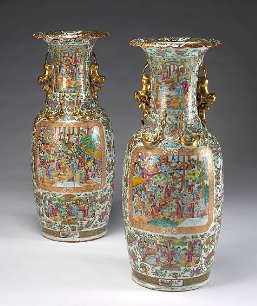 Appraisal: A pair of massive 'Rose Medallion' export porcelain floor vases