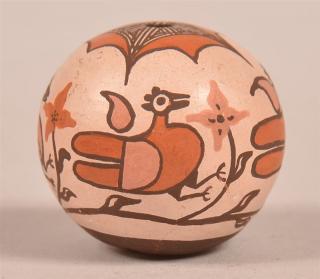 Appraisal: Fine Acoma Pueblo Contemporary miniature Pottery Seed Jar Bird motif