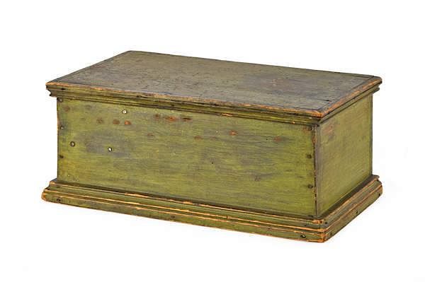 Appraisal: Painted pine box th c retaining an old green surface