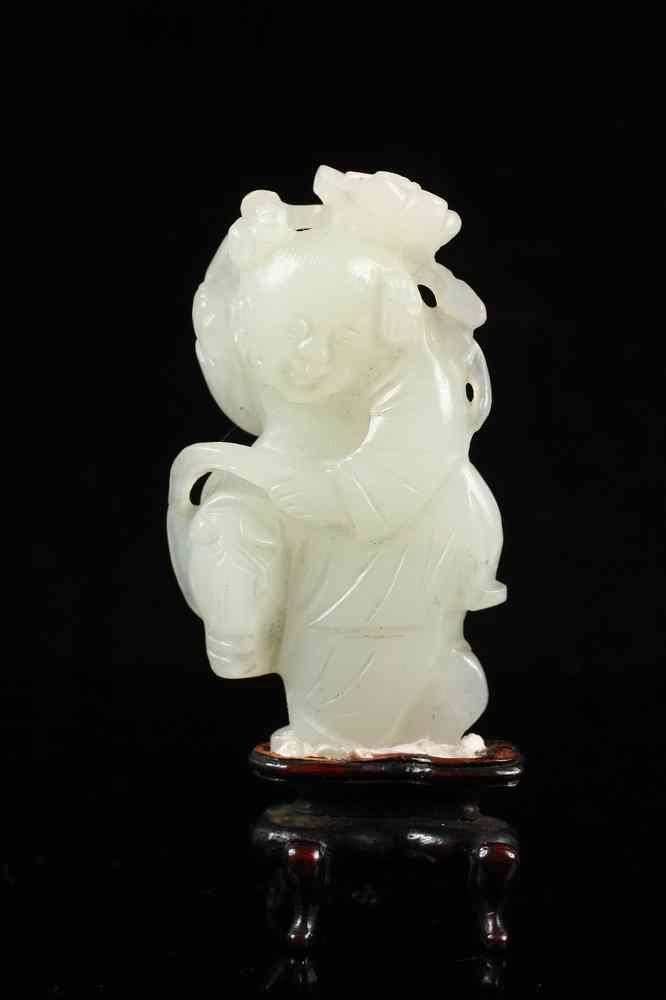 Appraisal: EARLY CHINESE JADE FIGURINE - th c White Jade Figurine