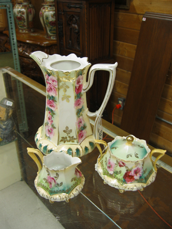 Appraisal: A THREE PIECE R S PRUSSIA CHOCOLATE SET red mark