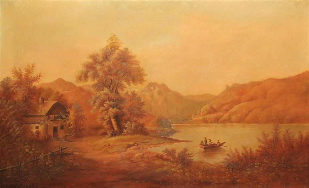 Appraisal: AMERICAN SCHOOL TH TH CENTURY COUNTRY LANDSCAPE Oil on canvas