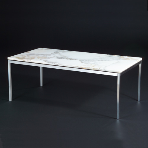 Appraisal: FLORENCE KNOLL KNOLL Coffee table with tan-veined white marble top