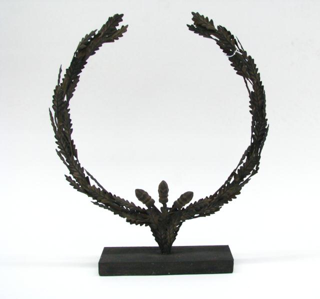 Appraisal: Cast Metal Laurel Wreath Sculpture with oak leaf and acorn