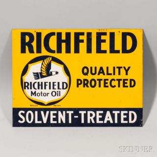 Appraisal: Double-sided Richfield Quality Protected Solvent-Treated Metal Sig Double-sided Richfield Quality