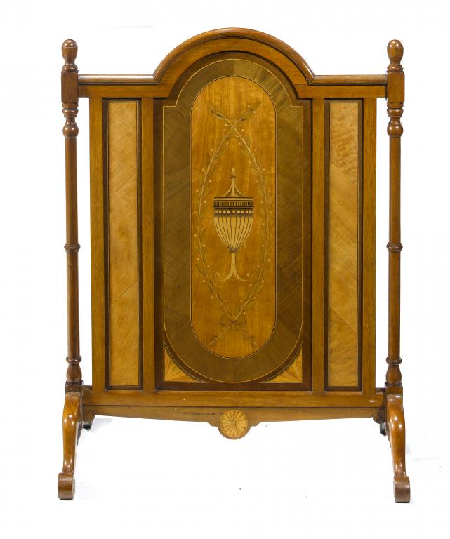 Appraisal: A VICTORIAN MAHOGANY AND MARQUETRY FIRESCREEN BY J B HESLOP