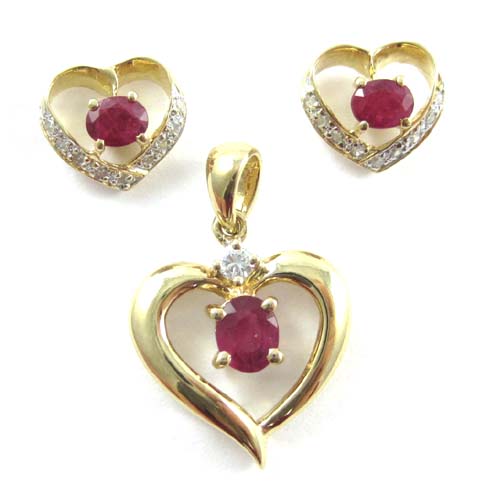 Appraisal: THREE ARTICLES OF RUBY AND DIAMOND JEWELRY including an open