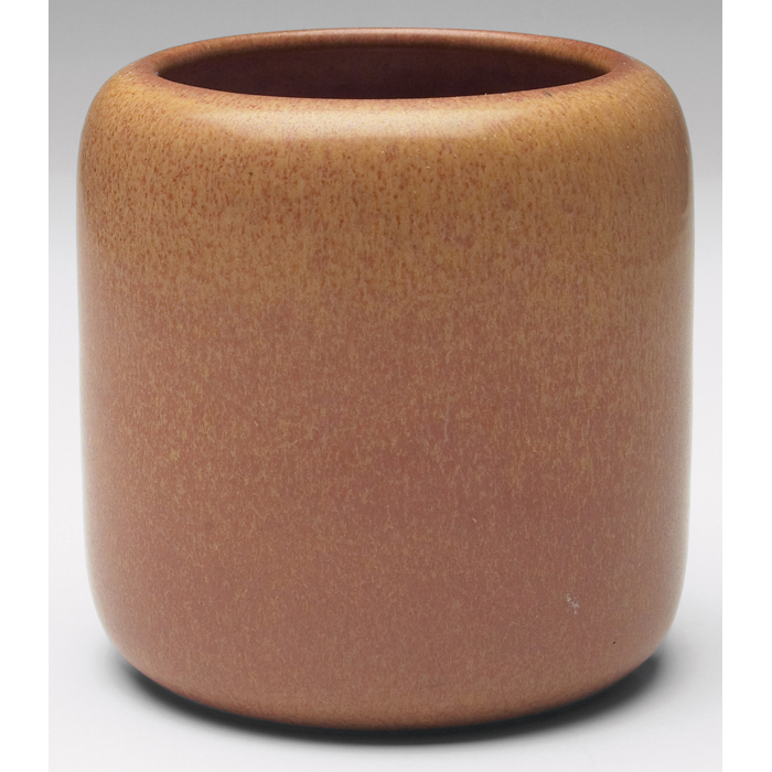 Appraisal: Nice Marblehead vase cylindrical shape covered in a brown matte