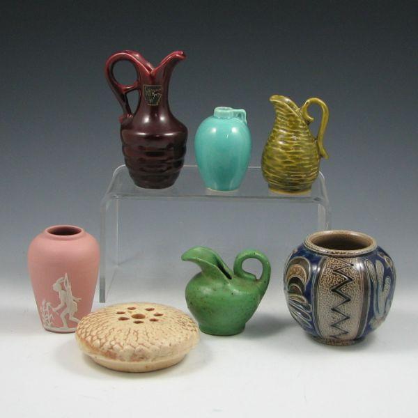 Appraisal: Six piece of to cabinet pottery including vases and jugs