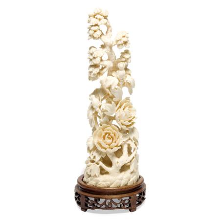 Appraisal: Chinese Ivory Carving of Blossoming Peony and Pine Estimate -