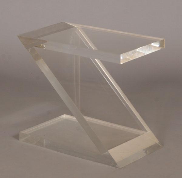 Appraisal: Modern Lucite 'Z' form side table stool H x W