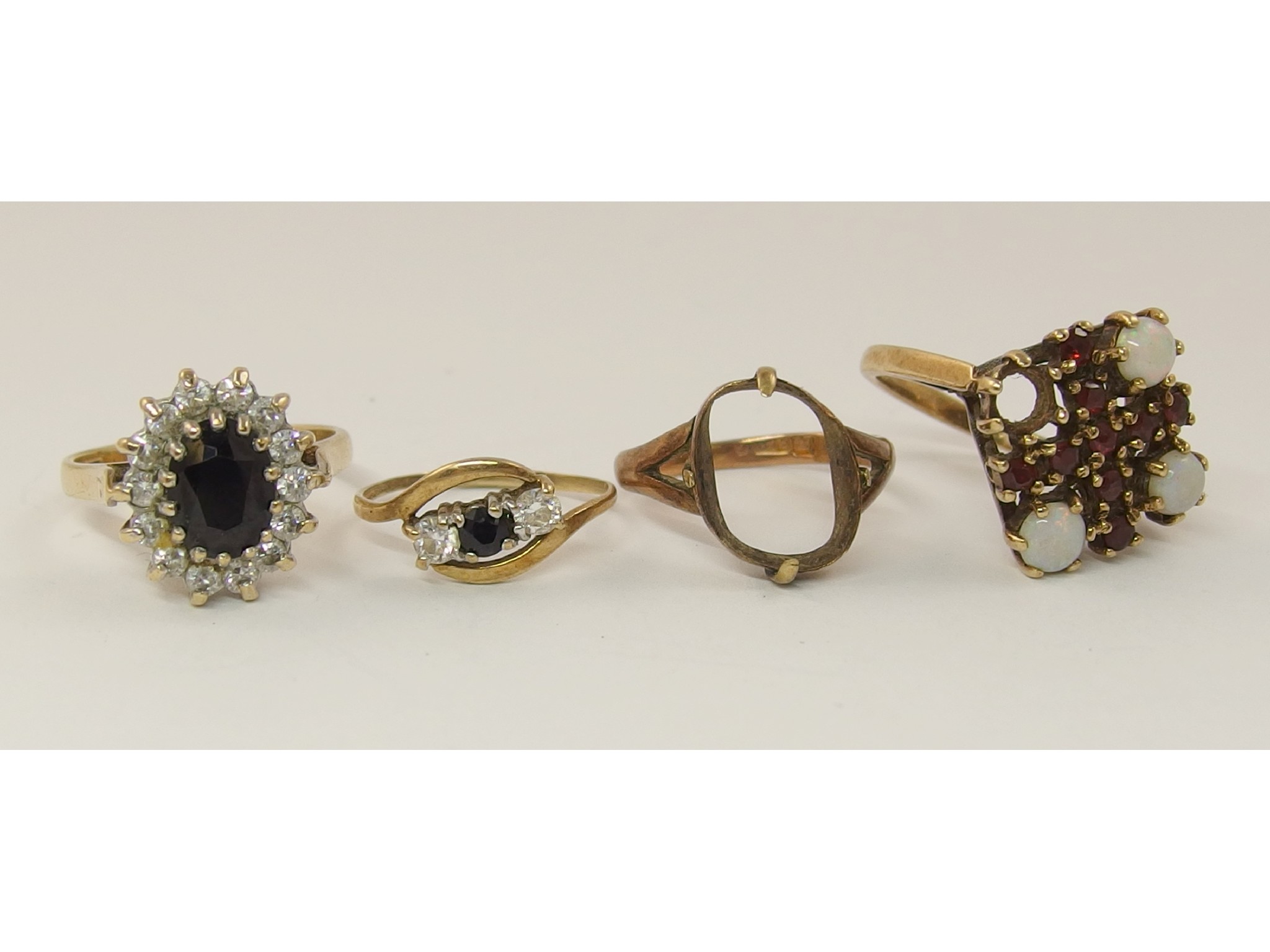 Appraisal: Four ct rings some gem set