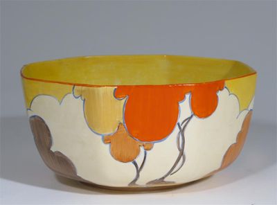 Appraisal: Orange Autumn' a Clarice Cliff Bizarre bowl octagonal form painted