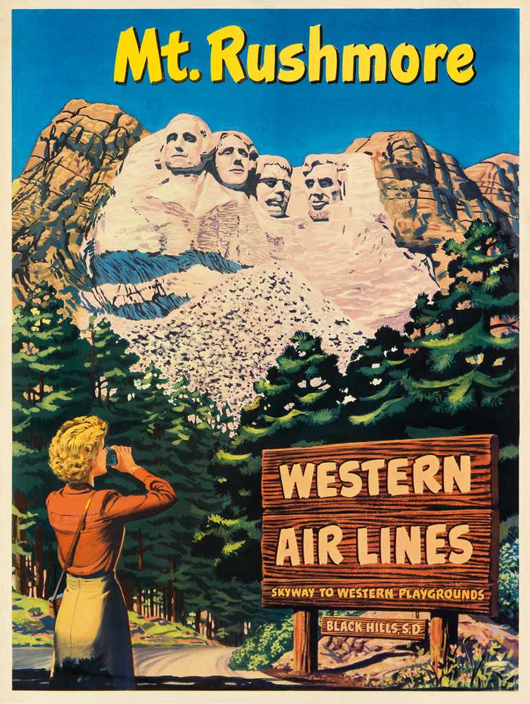 Appraisal: DESIGNER UNKNOWN MT RUSHMORE WESTERN AIR LINES Circa x inches