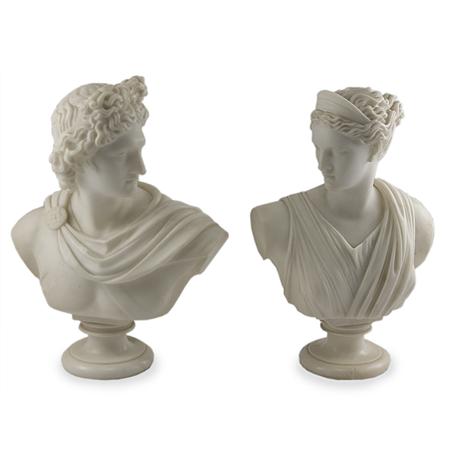 Appraisal: Pair of Neoclassical Style Carved White Marble Busts Estimate -