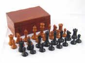 Appraisal: A Staunton pattern boxwood chess set weighted in mahogany box