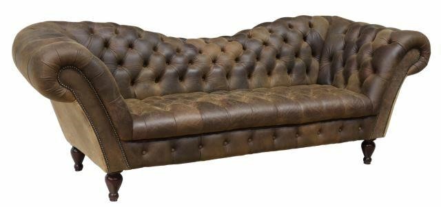 Appraisal: Contemporary Chesterfield style leather sofa late th c curved frame