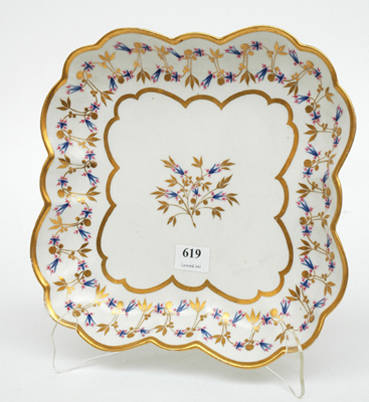 Appraisal: A FLIGHT BARR AND BARR PORCELAIN DISH Circa Of square