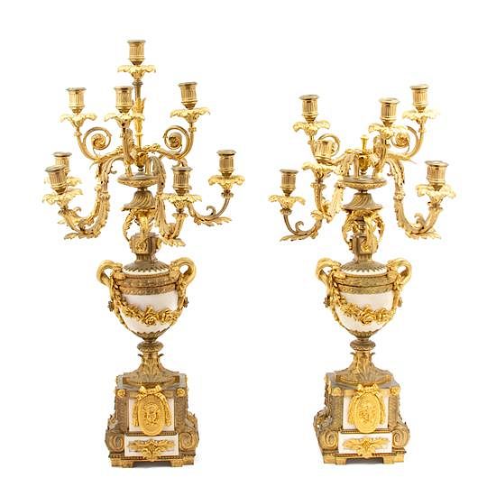 Appraisal: A Pair of Louis XV Gilt Metal Eight-Light Candelabra Height