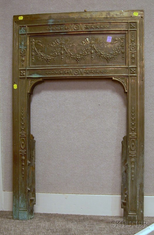 Appraisal: Late Victorian Cast Brass Fireplace Surround exterior ht wd in